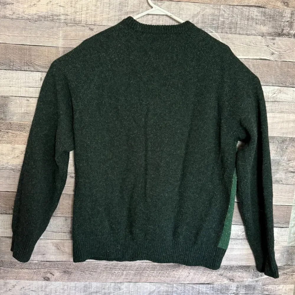 J Crew Wool Donegal Fleck Raglan Sweater Mens XL Green Crewneck Preppy